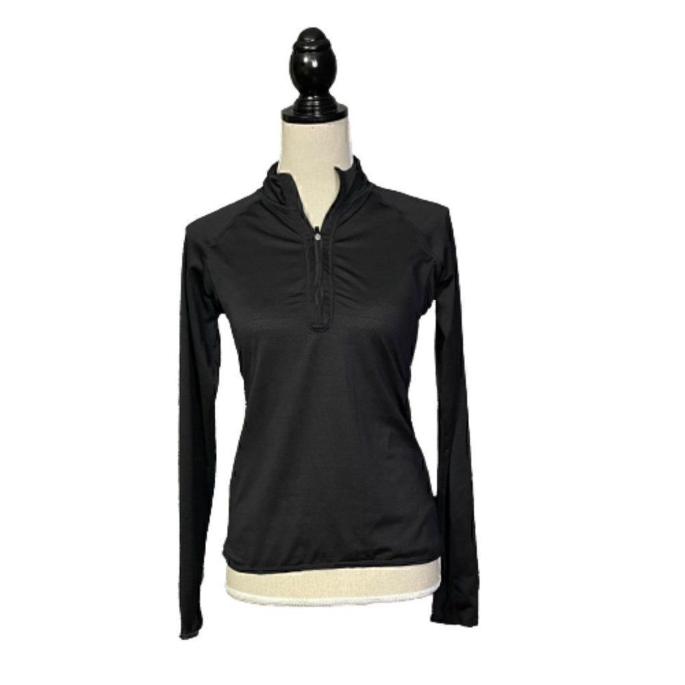 ATHLETA Black 1/4 Sleeve Light Weight Moisutre Wicking Sz XS Excellent Condition